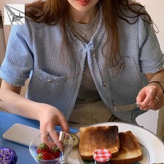 트위드자켓 반팔 밝은색