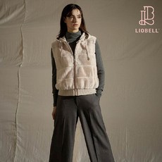 리오벨[Liobell] 23FW NEW Faux밍크 호리젠탈 니트후드 베스트