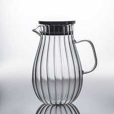 내열유리물병 워터저그 카페 식당 2l 가정용 업소용 아이스 레스토랑 투명 물병 내열유리, 유리 꽃잎 주전자 1.6L, 1개