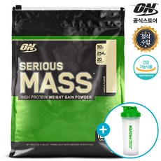 옵티멈뉴트리션 시리어스 매스 5.44kg 바닐라 + 전용 1000ml 쉐이커 게이너 단백질 보충제 쉐이크 프로틴 파우더, 1개