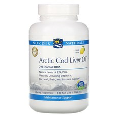 Nordic Naturals 북극 대구 간유 레몬 1 000 mg 180 소프트 젤, 상세설명참조, 1개