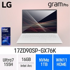 LG전자 그램 프로17 17ZD90SP-GX76K, WIN11 Home, 16GB, 1TB, White