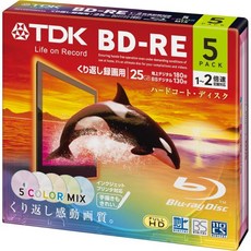 TDK 블루레이 BD-RE 25GB 2X 5팩 컬러 믹스, TDK 블루레이 BD-RE 25GB 2X 5팩 컬러 믹, 5개