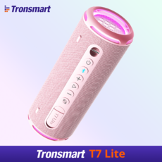 Tronsmart T7 Lite 휴대용 블루투스 스피커 출력24W 최대 24시간 IPX7 방수 캠핑 LED TWS, 핑크