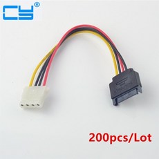 200 개/몫 sata 전원 연장 케이블 직렬 ata 15pin 남성 몰 렉스 ide 4pin 여성 전원 공급 장치 btc 광부 기계 15 cm, 단일(A0), 1개(A0), 15cm(A0)