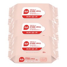 비앤비 자몽식초를담은 유아용품 소독티슈, 20매, 3팩