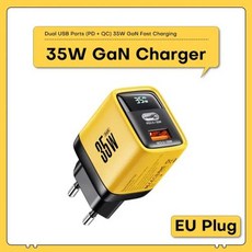 ASOMETECH GaN 충전기 LED 디스플레이 고속 충전 USB C타입 폰 14 프로 S23 35W QC3.0 30W 25W PD PPS, [01] EU Plug, 한개옵션1