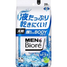 일본 카오 멘즈비오레 얼굴도 닦는 바디 시트 상쾌한 감귤향 데오드란트 (28장입), 1개