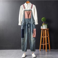 남자데님멜빵바지