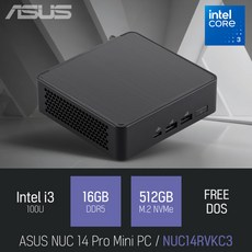 ASUS NUC 14 Pro Mini PC NUC14RVK-C3 SLIM / 사무 인강용 산업용 초소형 미니PC, NUC14RVKC3, Free DOS, 512GB, 16GB, 블랙