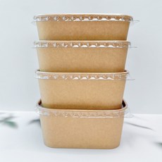 일회용 튼튼한 포장 용기 크라프트 1000ml 샌드위치 케이스 샐러드 김밥 떡 포장 용기, 50개, 1세트