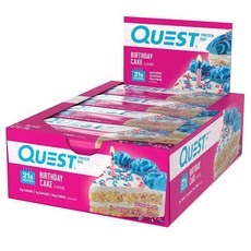 Quest Protein Bar Birthday Cake 퀘스트 프로틴바 벌스데이 케이크 2.12oz(60g) 12개입, 1개, 1개