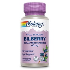 Solaray 솔라레이 빌베리 추출물 안토시아노사이드 36% 60mg 60캡슐, 60정, 1개