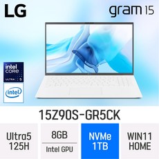 LG전자 2024 그램15 15Z90S-GR5CK, WIN11 Home, 8GB, 1TB, 화이트