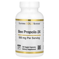 California Gold Nutrition 꿀벌 프로폴리스 2X 추출물 농축액 500mg 베지 캡슐 90정, 1개