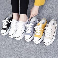 준디자인 4cm 여성 키높이 통굽 뮬 스니커즈 캔버스 운동화 키높이 통굽 슬립온 여성용 블로퍼 슬리퍼 여자 굽있는 굽높은 캔버스화 캠퍼스화