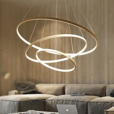 Moderne-Led 천장 샹들리에 가정용 실내 조명 빌라 Woonkamer Slaapkamer Eetkamer, White, 3Ring 40 60 80CM, Cold white