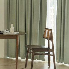 프리미엄 비침없는 밀크쉬폰 커튼(주름)+100% 햇빛차단 양면 암막커튼(주름)