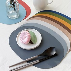 타원형 실리콘 방수 테이블매트 에그 개인 식탁 매트 바닥 패드 보호 깔개, L사이즈-카키