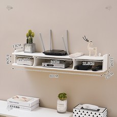 공유기 선반 WIFI선로 거실 침실 수납함 무타공 셋톱박스, K32-80cm （ 장착 부품 ）거치