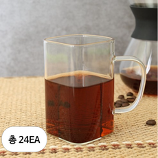 MAKA 내열유리 사각머그 소, 270ml, 24개