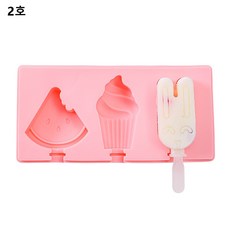 AKRUA 실리콘 샤베트틀 아이스크림 샤베트 틀 3구, 2호, 1개