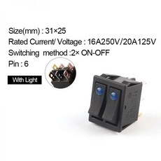 더블 라이트 로커 스위치 보트 전원 전기 자동차 스위치 6 핀 23 위치 16A 250V 20A 125V ONOFF ONOFFON KCD4 31x25mm, 07 Blue Dot Light_01 1 PCS