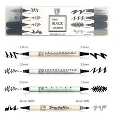 지그 트윈 블랙 마커 4종 세트 쿠레타케 캘리그라피 캘리 펜, 단품, 단품