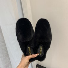 여성 하프 털슬리퍼 토끼털 래빗퍼 여성 플랫 뮬.