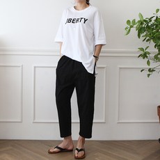 여성용 바지 빅사이즈 오버핏 편한바지 밴딩팬츠 데일리룩 주머니 브런치린넨항아리팬츠
