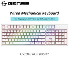 기존 GANSS GS87-C GS108-C 유선 체리 MX 스위치 PBT 키 캡이 있는 기계식 게임용 키보드 게이머 Type-C USB 포트, 체리 MX 실버, GS104C-화이트-RGB - gs108mx