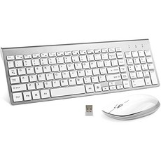 iMac Mac PC 랩탑 태블릿 컴퓨터 윈도우즈 실버 화이트와 호환되는 무선 키보드 및 마우스 USB 전체 크기 조용 컴팩트, 상세페이지 참조