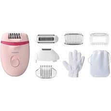 Philips Satinelle Essential Epilator 5 가지 액세서리가 포함 된 유선 제모 트리밍 및 면도기 헤드 포, One Color_Compact epilator wi, One Color, 상세 설명 참조0