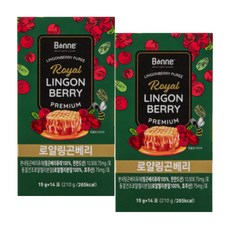 [본네] 프리미엄 로얄젤리 링곤베리 퓨레 스틱 4주 (15g x 14포 x 2박스), 210g, 2개