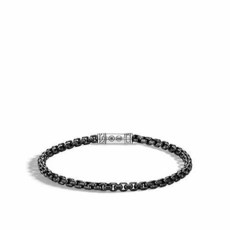 MENs Classic Chain Silver 4mm Box Chain Bracelet with Pusher C/154934