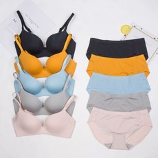 심리스 무봉제 노와이어 와이어리스 브라 팬티 세트