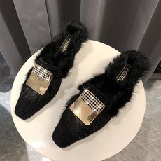 가을겨울 기모 큐빅 털슬리퍼 통굽 뮬