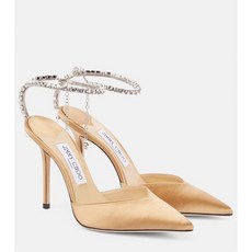 Jimmy Choo Saeda 100 임벨리시드 새틴 펌프스 190342