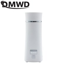 차량용 커피포트 DMWD 미니 전기 커피포트 뜨거운 물 열 보일 러 350ml 여행 스테인리스 차 커피 우유 끓는 텀블러휴대용 커피포트 300W, White