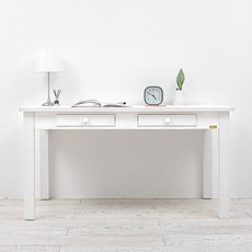 바네스데코 원목 4인 식탁 책상 서랍 테이블 (화이트), 단품