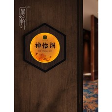 빨강상점 발광함 육각형 주문제작함 간 칸막이 고급 우드 신 중국식 호텔 요리당 티 음식점 걸이명패 민박 별장 개성 독창적, 20x23cm, 주문 제작금