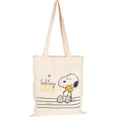 Marke United Labels The Peanuts의 직물 가방 스누피 좋아하는 Jutebag 캐리어 백 베이지 천연색 571828, 1개 - 스누피캐리어