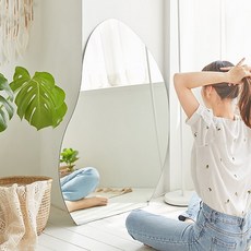 페블 미러 노프레임 비정형 인테리어 거울 L size, 단품