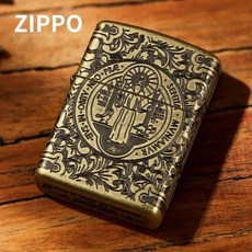 Zippo 골든 앤티크 황동 콘스탄틴 사제 정교한 조각 액세서리 방풍 컬렉션 박스, 한개옵션1, 한개옵션0