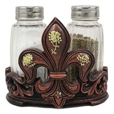 Ebros Rustic Western Tuscany Fleur De Lis Crown With Golden Flowers Figurine Display Holder With Gl, Multicolor, 1개