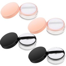 파우더 퍼프가 포함된 4PCS 휴대용 루즈 파우더 용기 10ml/ 0.33온스 콤팩트 용기 DIY 빈 메이크업 파우더 여행용 용기 케이스 탄성 네트 체 및 나사형 나사 뚜껑, 4개