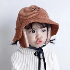 하오제이 유아 아동 겨울 골덴 귀달이 벙거지모자 4컬러