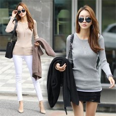 나크21 펄 글리터 슬림 골지 니트티 NK01 T 75 빅사이즈
