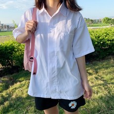 여성 반팔 흰색 블라우스 Jk 홍콩 스타일 셔츠 여름 학생 대학 디자인 감각
