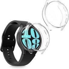 삼성 갤럭시 워치 6 40mm 케이스와 호환되는 kwmobile 케이스 - 2X TPU 실리콘 피트니스 트래커 커버 블랙투명, transparent